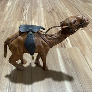 Camel Sculpture in Aged Leather from Liberty's London with Seat and Saddle